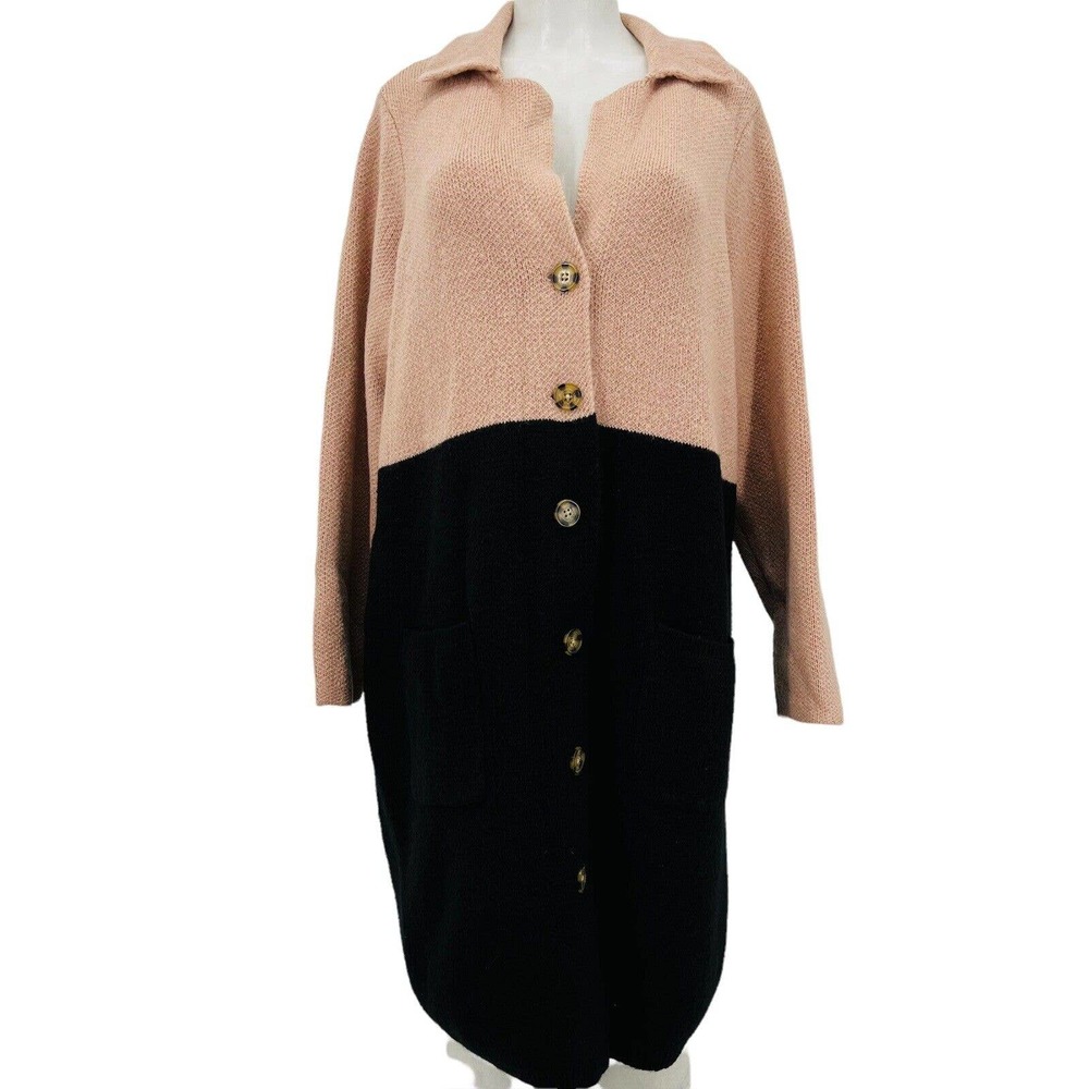 Torrid Women's Button Closure Pockets Long Black/Pink Sweater Size 2X - Picture 1 of 12